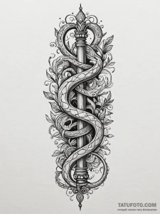 Broken greek column with a serpent coiled aro... - эскиз тату (№1752221476_0, 11.07.2025 08:11) — Tatufoto.com