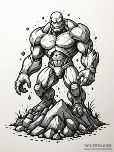 Rock golem breaking through ground, concept a... - эскиз тату (№1752221643_0, 11.07.2025 08:14) — Tatufoto.com