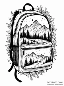 A detailed backpack for hiking, adventure,, t... - эскиз тату (№1752221810_0, 11.07.2025 08:16) — Tatufoto.com
