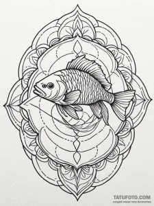 Crucian carp, ink illustration for tattoo, fi... - эскиз тату (№1752221891_0, 11.07.2025 08:18) — Tatufoto.com