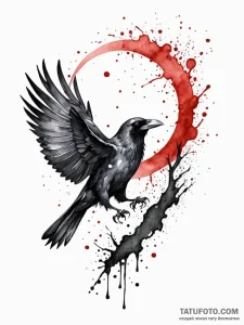 Raven banner beneath frozen sky, artistic tat... - эскиз тату (№1752222151_0, 11.07.2025 08:22) — Tatufoto.com