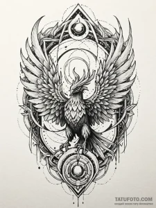 Arcane phoenix breaking through portal, artis... - эскиз тату (№1752222569_0, 11.07.2025 08:29) — Tatufoto.com