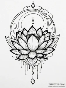 Lotus crown beneath shattered moon, tattoo sk... - эскиз тату (№1752222653_0, 11.07.2025 08:30) — Tatufoto.com