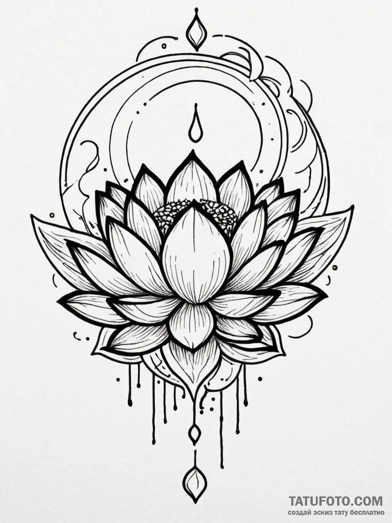 Lotus crown beneath shattered moon, tattoo sk… — эскиз тату (№1752222653_0, 11.07.2025 08:30) — Tatufoto.com