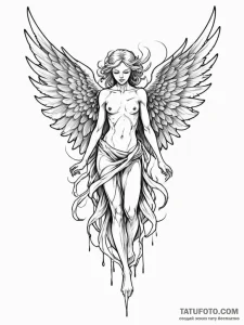 Apocalyptic angel with shredded wings, concep... - эскиз тату (№1752222737_0, 11.07.2025 08:32) — Tatufoto.com