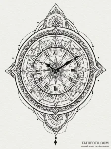 Clock with pendulum made of bone, tattoo draw... - эскиз тату (№1752223074_0, 11.07.2025 08:37) — Tatufoto.com