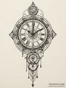 Pendulum clock with skeletal hands, tattoo dr... - эскиз тату (№1752223241_0, 11.07.2025 08:40) — Tatufoto.com