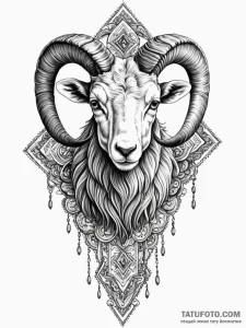 Ram, artistic tattoo sketch, detailed cross-h... - эскиз тату (№1752223326_0, 11.07.2025 08:42) — Tatufoto.com