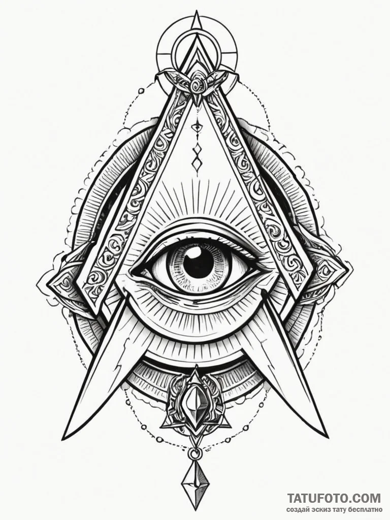 Masonic square and compasses, with an all-see... - эскиз тату (№1752223576_0, 11.07.2025 08:46) — Tatufoto.com