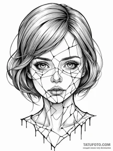 Shattered porcelain doll's face, concept art... - эскиз тату (№1752223826_0, 11.07.2025 08:50) — Tatufoto.com