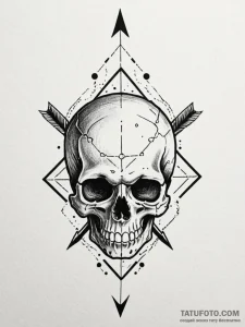 Arrow through skull, tattoo drawing outline,... - эскиз тату (№1752224247_0, 11.07.2025 08:57) — Tatufoto.com