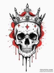 Engraved crown melting over skull, tattoo lin... - эскиз тату (№1752224579_0, 11.07.2025 09:02) — Tatufoto.com