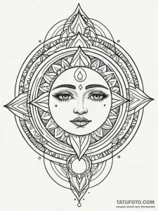 Waning moon with a sleepy, serene face, artis... - эскиз тату (№1752224663_0, 11.07.2025 09:04) — Tatufoto.com