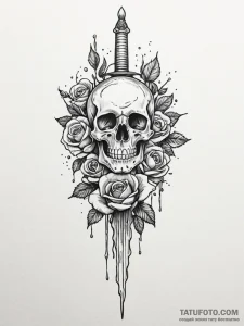 Dagger melting in hand, ink illustration for... - эскиз тату (№1752225844_0, 11.07.2025 09:24) — Tatufoto.com