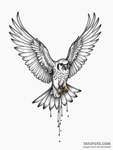 Kestrel, hovering with intense focus, tattoo... - эскиз тату (№1752226013_0, 11.07.2025 09:26) — Tatufoto.com