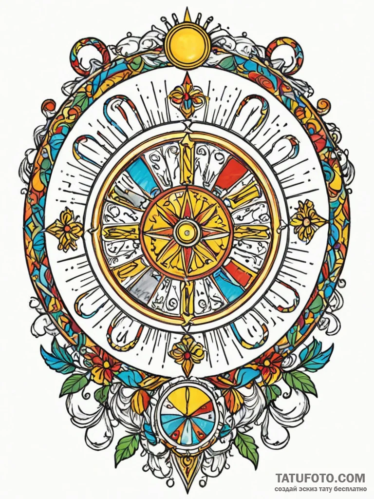 Wheel of fortune (tarot) spinning out of cont… — эскиз тату (№1752226098_0, 11.07.2025 09:28) — Tatufoto.com