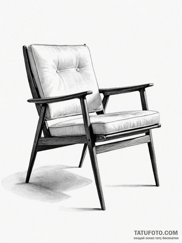 Mid-century modern chair, symbolizing classic… — эскиз тату (№1752226266_0, 11.07.2025 09:31) — Tatufoto.com