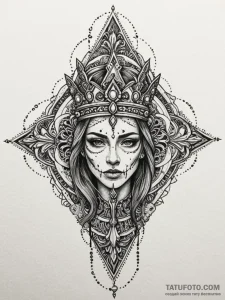 Noble blade crowned with bone, ink illustrati... - эскиз тату (№1752226433_0, 11.07.2025 09:33) — Tatufoto.com