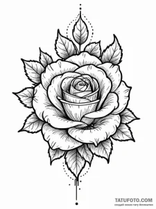 Glacial rose crowned with stars, tattoo line... - эскиз тату (№1752226600_0, 11.07.2025 09:36) — Tatufoto.com