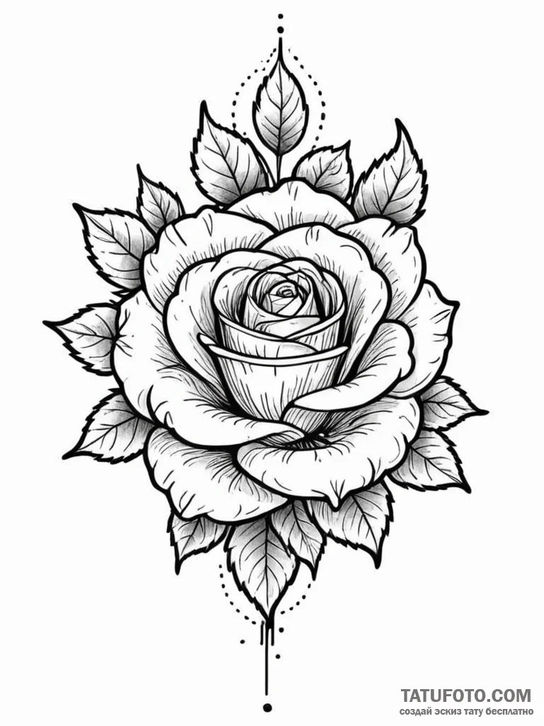 Glacial rose crowned with stars, tattoo line... - эскиз тату (№1752226600_0, 11.07.2025 09:36) — Tatufoto.com