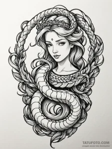 Angelic serpent with halo, tattoo flash sheet... - эскиз тату (№1752226853_0, 11.07.2025 09:40) — Tatufoto.com