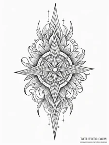 Astral blade cutting stars, ink illustration... - эскиз тату (№1752226936_0, 11.07.2025 09:42) — Tatufoto.com