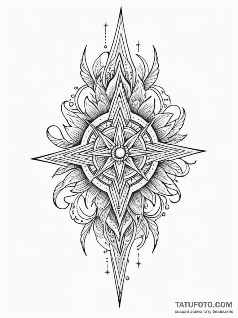 Astral blade cutting stars, ink illustration... - эскиз тату (№1752226936_0, 11.07.2025 09:42) — Tatufoto.com