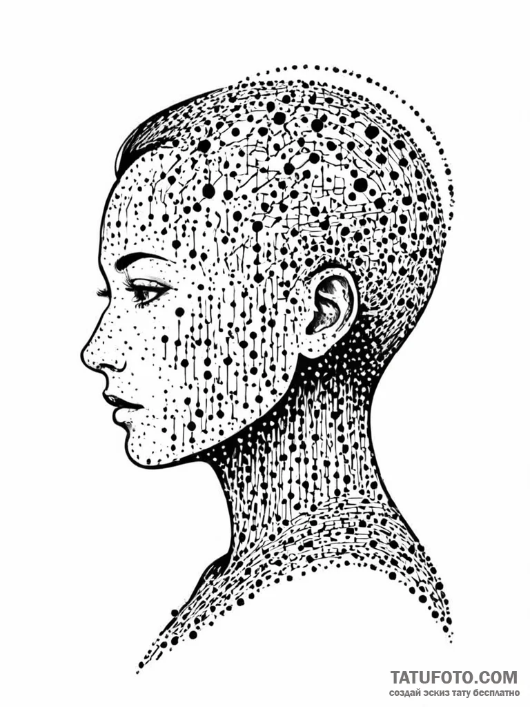 Binary code forming a silhouette — эскиз тату (№1752227020_0, 11.07.2025 09:43) — Tatufoto.com