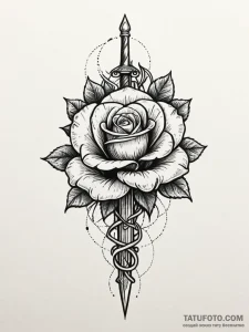 Dagger blooming from stone rose, tattoo sketc... - эскиз тату (№1752227186_0, 11.07.2025 09:46) — Tatufoto.com