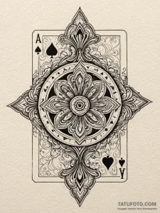 Playing card, ace of hearts, concept art for... - эскиз тату (№1752227270_0, 11.07.2025 09:47) — Tatufoto.com