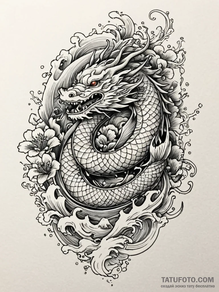 Ocean, ink illustration for tattoo, highly de... - эскиз тату (№1752227521_0, 11.07.2025 09:52) — Tatufoto.com