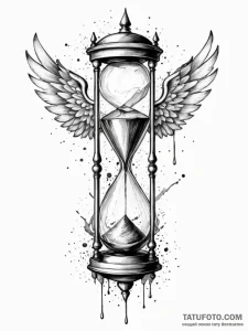 Winged hourglass, signifying time's flight, t... - эскиз тату (№1752227608_0, 11.07.2025 09:53) — Tatufoto.com