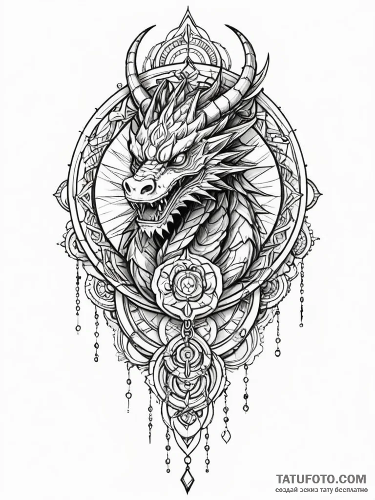 Dragon spire wrapped in chains, tattoo line a… — эскиз тату (№1752227943_0, 11.07.2025 09:59) — Tatufoto.com