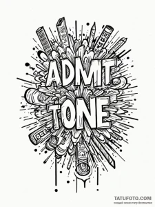Ticket stub 'admit one', tattoo line art, new... - эскиз тату (№1752228111_0, 11.07.2025 10:01) — Tatufoto.com