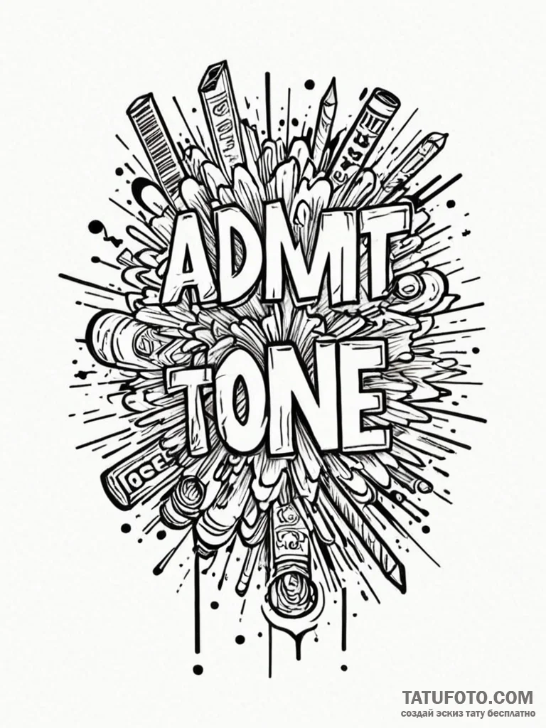 Ticket stub 'admit one', tattoo line art, new... - эскиз тату (№1752228111_0, 11.07.2025 10:01) — Tatufoto.com