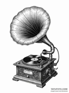 Decaying gramophone playing a silent tune, ar... - эскиз тату (№1752228363_0, 11.07.2025 10:06) — Tatufoto.com