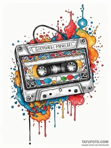 Mixtape cassette, hand-written label, tattoo... - эскиз тату (№1752228531_0, 11.07.2025 10:08) — Tatufoto.com