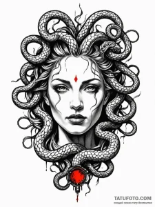 Gorgon's head with snakes of writhing shadow,... - эскиз тату (№1752228866_0, 11.07.2025 10:14) — Tatufoto.com