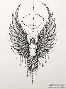 Angel's feather turning into a flock of birds... - эскиз тату (№1752229453_0, 11.07.2025 10:24) — Tatufoto.com