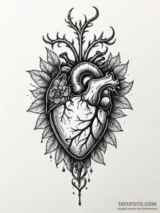 Anatomical heart pierced by dagger, concept a... - эскиз тату (№1752229622_0, 11.07.2025 10:27) — Tatufoto.com