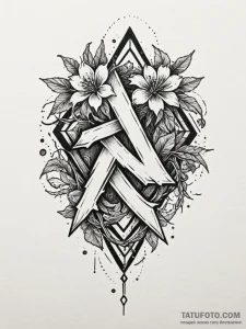 Withered bloom devouring ancient rune, tattoo... - эскиз тату (№1752229706_0, 11.07.2025 10:28) — Tatufoto.com