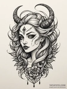 Banshee, tattoo flash sheet design, on a clea... - эскиз тату (№1752229874_0, 11.07.2025 10:31) — Tatufoto.com
