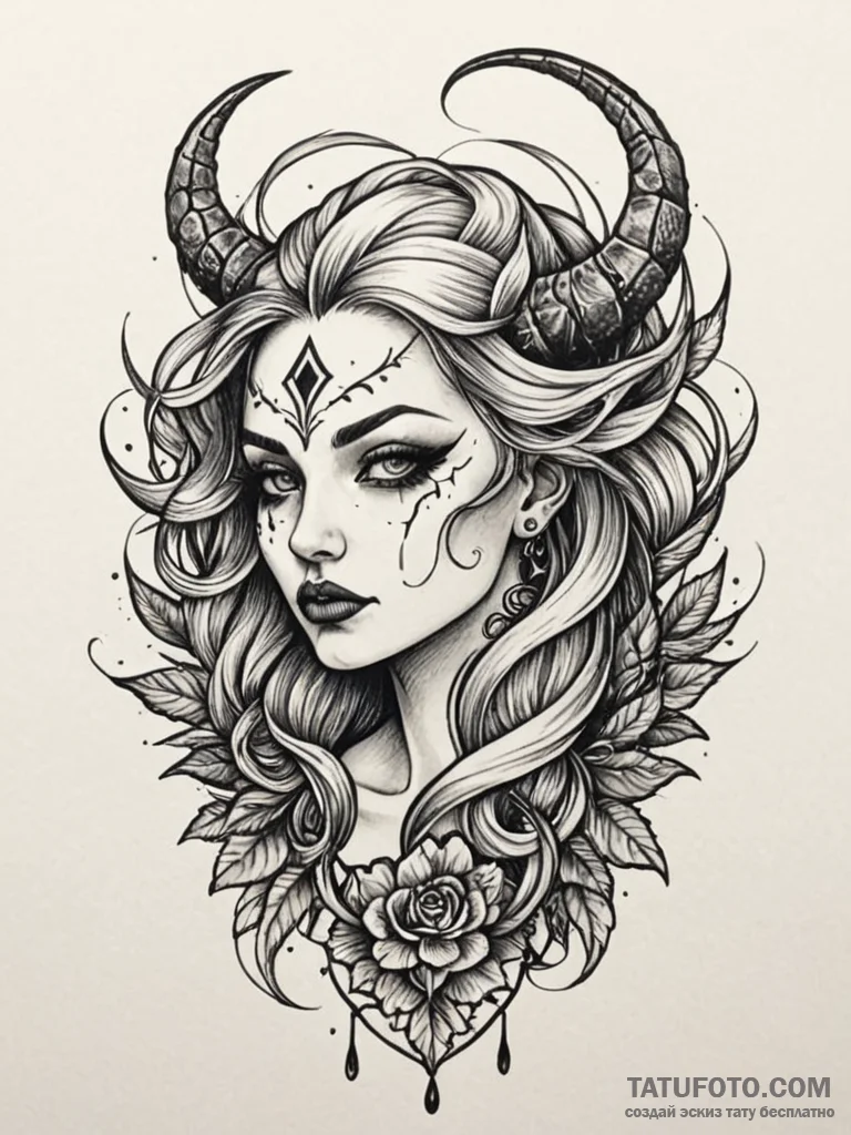 Banshee, tattoo flash sheet design, on a clea... - эскиз тату (№1752229874_0, 11.07.2025 10:31) — Tatufoto.com