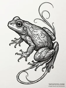 Amphibian creature with glowing eyes, ink ill... - эскиз тату (№1752230043_0, 11.07.2025 10:34) — Tatufoto.com