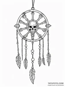 Wind chime made of small animal bones, tattoo... - эскиз тату (№1752230460_0, 11.07.2025 10:41) — Tatufoto.com