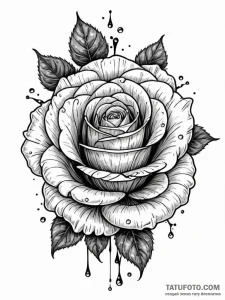 Angelic rose with crystal dew, ink illustrati... - эскиз тату (№1752231633_0, 11.07.2025 11:00) — Tatufoto.com