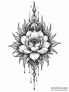 Glacial relic crowned in thorns, tattoo line... - эскиз тату (№1752232711_0, 11.07.2025 11:18) — Tatufoto.com