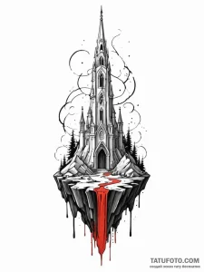 Onyx relic beneath spectral spire, ink illust... - эскиз тату (№1752232795_0, 11.07.2025 11:19) — Tatufoto.com