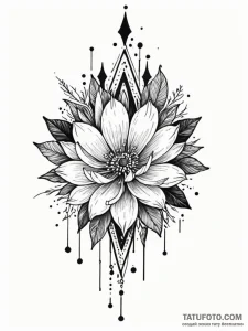 Glacial bloom crowned in stars, tattoo drawin... - эскиз тату (№1752233466_0, 11.07.2025 11:31) — Tatufoto.com