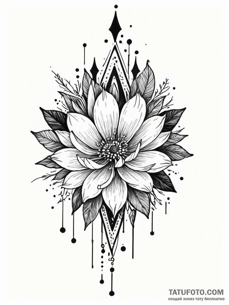 Glacial bloom crowned in stars, tattoo drawin... - эскиз тату (№1752233466_0, 11.07.2025 11:31) — Tatufoto.com